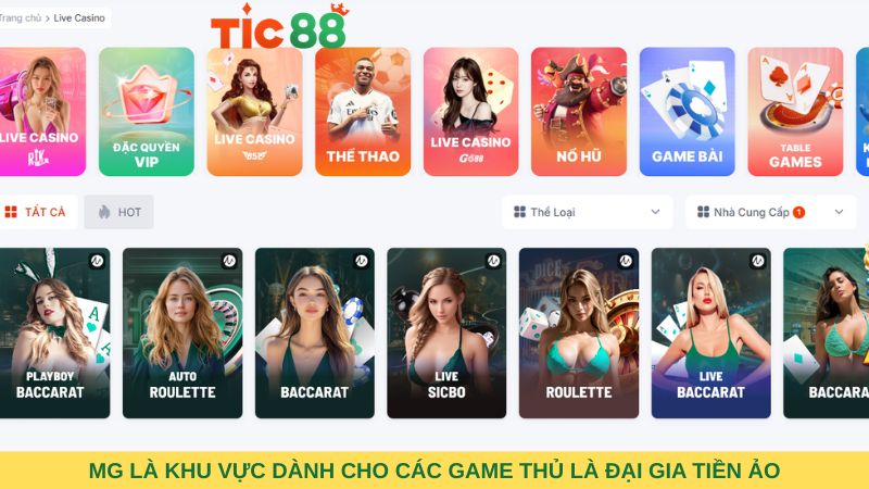 MG là khu vực dành cho các game thủ là đại gia tiền ảo