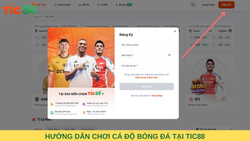Hướng dẫn chơi cá cược bóng đá tại TIC88 chi tiết